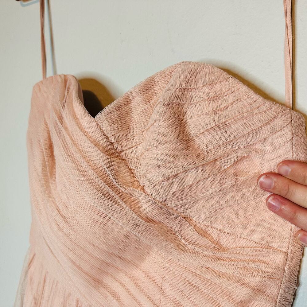 AMSALE Women's Blush Pink Sweetheart Neckline Wedding Chiffon Maxi Dress Size 2 - Picture 10 of 12